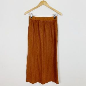 Free People Beach Ribbed Midi Skirt Small Brown